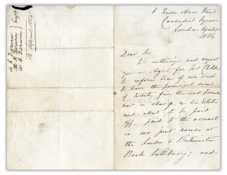 Charles Darwin Letter Signed From 1864